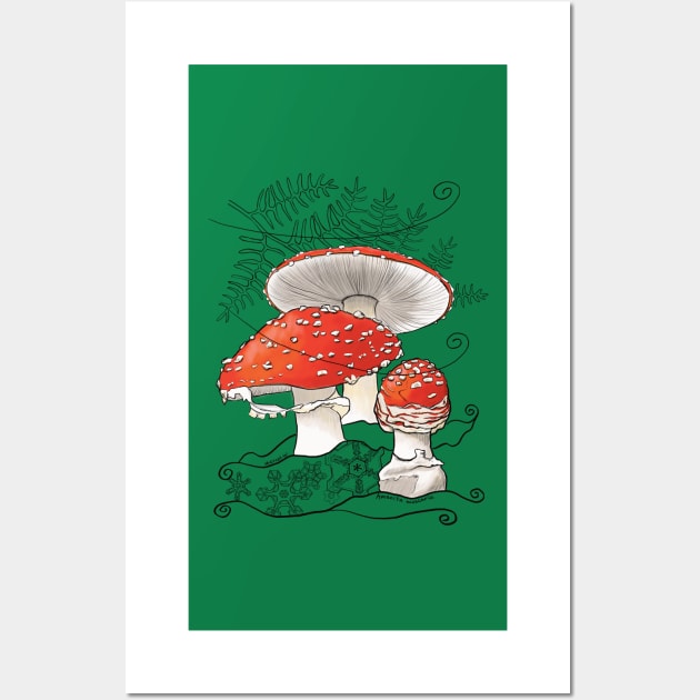 Amanita in the Winter, green Wall Art by mernstw